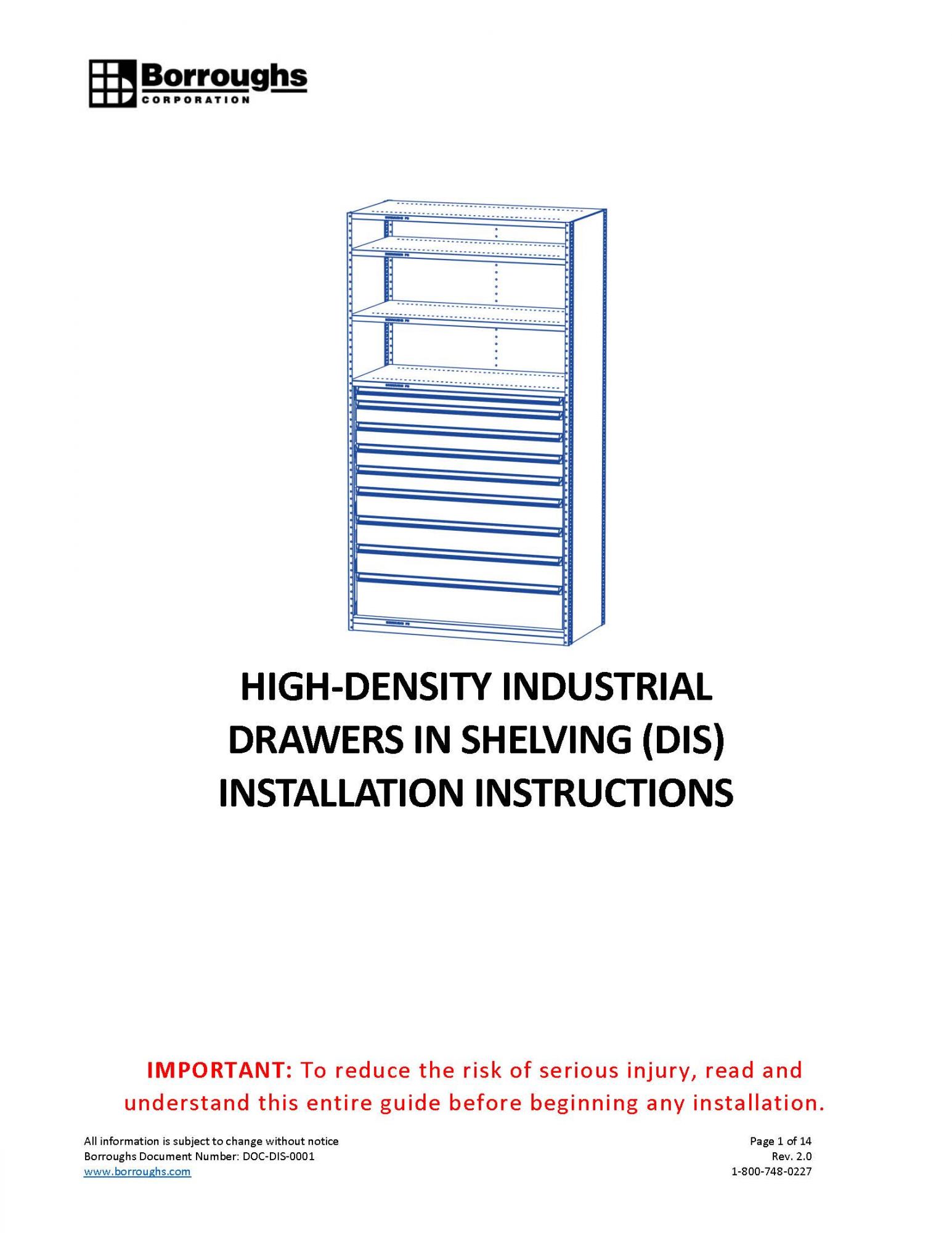 Shelving with drawers installation