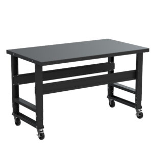 Borroughs Steel Painted top Adjustable Mobile Workbench with 2 stringers painted in black