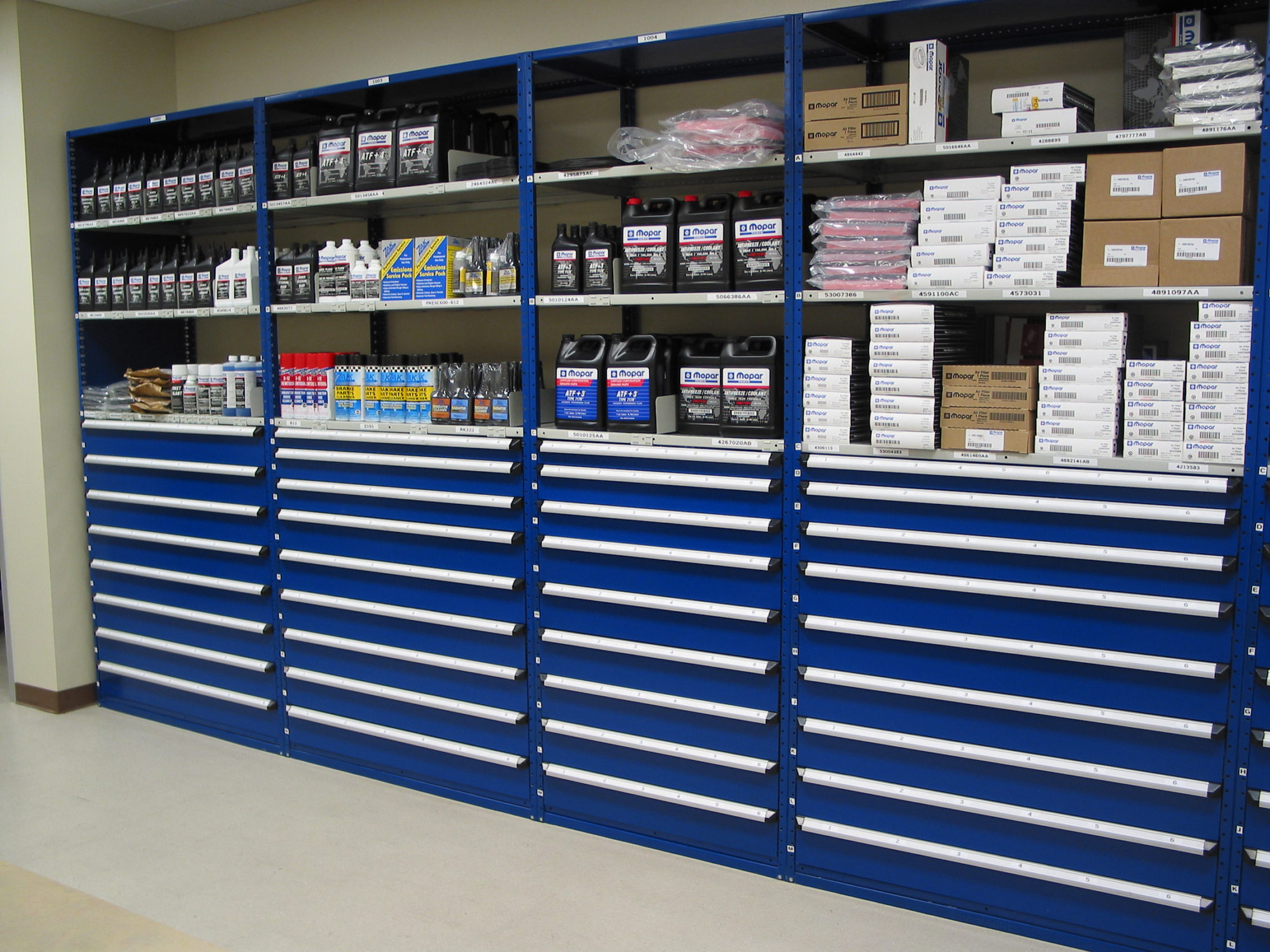 Industrial shelving with drawers