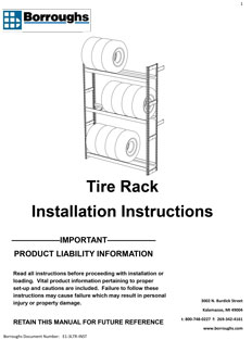 Borroughts Tire Rack Installation Instructions