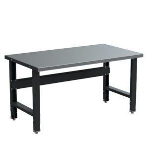 Borroughs stainless steel top adjustable workbench painted in black
