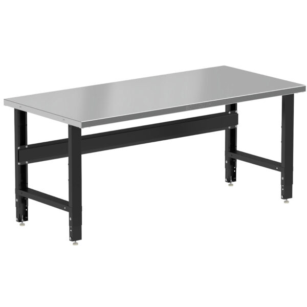 Borroughs 6 ft workbench, Black 72" Wide Adjustable Height Workbenches with Stainless Steel Top