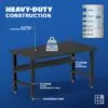 Image showcasing steel gauge details for a 60 inch steel workbench