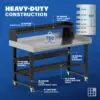 Image showcasing steel gauge details for a 60 inch Mobile Stainless Steel Workbench