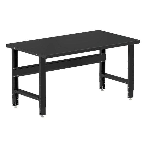 Borroughs 60 Inch Workbench, Black 60" Wide Adjustable Height Workbenches with Steel Painted Top