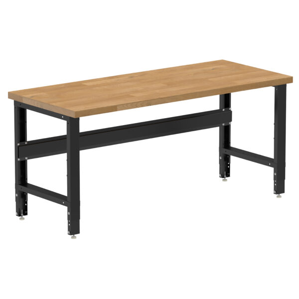 Borroughs 72 Inch Workbench, Black 72" Wide Adjustable Height Workbench with Hardwood Top