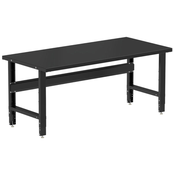 Borroughs 72 Inch Workbench, Black 72" Wide Adjustable Height Workbenches with Steel Painted Top