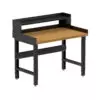 Borroughs Adjustable Height Garage Workbench, Black 48" Wide Adjustable Height Workbench with Hardwood Top with Ledge Shelf and Edge Guards