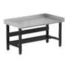 Borroughs Heavy Duty Workbench, Black 60" Wide Adjustable Height Workbenches with Stainless Steel Top with Bottom Shelf and Edge Guards