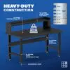 Image showcasing steel gauge details for 60" Wide steel Workbenches for Garages