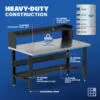 Image showcasing steel gauge details for a 60" Wide Adjustable Height Garage Stainless Steel Workbenches