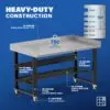 Image showcasing steel gauge details for a 60" Wide Mobile Garage Stainless Steel Workbench