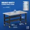 Image showcasing steel gauge details for a 60" Wide Mobile Stainless Steel workbench for sale