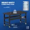 Image showcasing steel gauge details for a 60" Wide Mobile steel work bench for sale