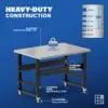 Image showcasing steel gauge details for a 48" Rolling Stainless Steel Workbench for Sale