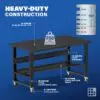 Image showcasing steel gauge details for a 60" Wide Rolling Steel workbench for sale