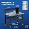 Image showcasing steel gauge details for a 48" Rolling Stainless Steel Workbench
