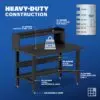 Image showcasing steel gauge details for a 48" Wide Small Steel workbench for sale