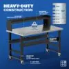 Image showcasing steel gauge details for a 60" Wide Rolling Stainless Steel Workbench