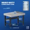Image showcasing steel gauge details for a 48" stainless steel top workbench for sale