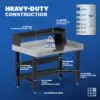 Image showcasing steel gauge details for a 48" stainless steel top work bench for sale