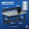 Image showcasing steel gauge details for a 60" Wide stainless steel work bench for sale