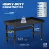 Image showcasing steel gauge details for a 60" steel work bench for sale