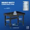 Image showcasing steel gauge details for a 48" Metal Work Bench For Sale