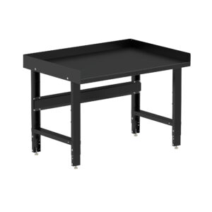 Borroughs Metal Work Bench For Sale, Black 48" Wide Adjustable Height Workbenches with Painted Top and Edge Guards