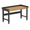 Borroughs Solid Wood Top Workbench, Black 60" Wide Adjustable Height Workbench with Hardwood Top with Edge Guards