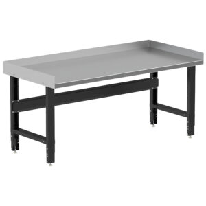 Borroughs Stainless Steel Workbench For Sale, Black 72" Wide Adjustable Height Workbenches with Stainless Steel Top with Edge Guards