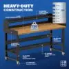 Image showcasing steel gauge details for a 6 ft Wood Top mobile Workbench