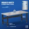Image showcasing steel gauge details for a 6ft stainless steel workbench