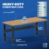 Image showcasing steel gauge details for a 72 inch wood workbench
