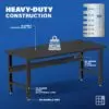 Image showcasing steel gauge details for a 72 inch steel workbench