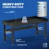 Image showcasing steel gauge details for a 72" steel work bench for sale