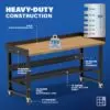Image showcasing steel gauge details for a 72" Wide Mobile Garage Wood Workbench