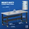 Image showcasing steel gauge details for a 72" Wide Rolling Stainless Steel work bench for sale