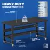 Image showcasing steel gauge details for a 72" Wide Rolling Steel workbench for sale