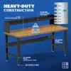 Image showcasing steel gauge details for 72" Wide wood Workbenches for Garages