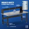 Image showcasing steel gauge details for 72" Wide stainless steel Workbenches for the garage