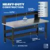 Image showcasing steel gauge details for a 72" Wide Large Stainless Steel Workbench