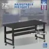 Image showcasing adjustable workbench and sizes for a 72" Wide Mobile metal workbench for sale
