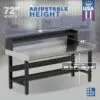 Image showcasing adjustable workbench and sizes for a 72" Wide stainless steel work bench for sale