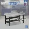 Image showcasing adjustable workbench and sizes for a 60" Wide Heavy Duty stainless Steel Workbench
