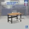 Image showcasing adjustable workbench and sizes for a 48 inch wood workbench