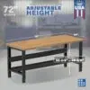 Image showcasing adjustable workbench and sizes for a 72" Wide Adjustable Height wood work bench