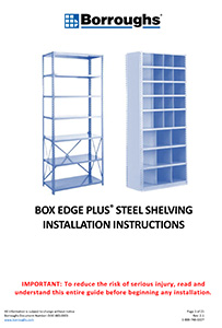 Borroughs Box Edge Plus Steel Shelving Units Install Instruction Manual