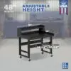 Image showcasing adjustable workbench and sizes for a 48" wide mobile work bench