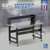 Image showcasing adjustable workbench and sizes for a 60" wide rolling workbench